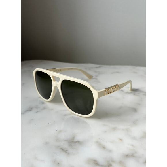 NEW Gucci GG1188S Ivory Gold Logo Aviator Sunglasses main image 6